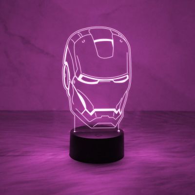 3D Illusion Ironman Head Night Lamp with Multicolored Light Gift For Kids Room Decor Light