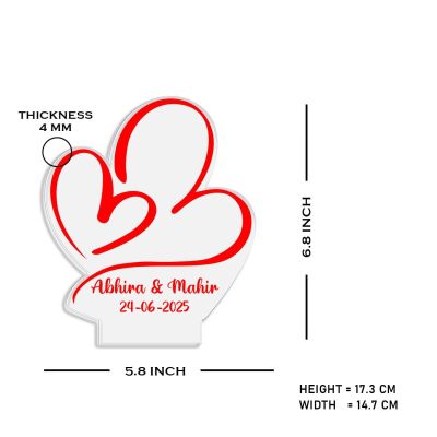 Double Heart Design Night Lamp with Warm White Light Customized with Name Couple & Date Birthday Gift for Girlfriend Wife Anniversary Engagement