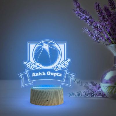 Basketball Night Lamp with Multicolored Light Customized with Name Gift for Basketball Lovers & Player Gaming Room Decor