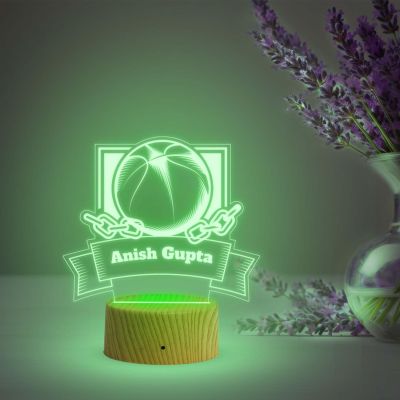 Basketball Night Lamp with Multicolored Light Customized with Name Gift for Basketball Lovers & Player Gaming Room Decor