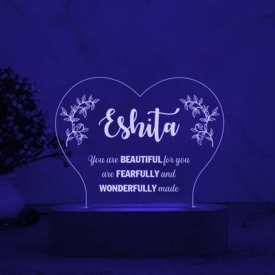Personalized Couple Heart Design Night Lamp with Multicolored Light Customized with Name & Text Gift for Husband Wife Engagement Anniversary (Design 2)