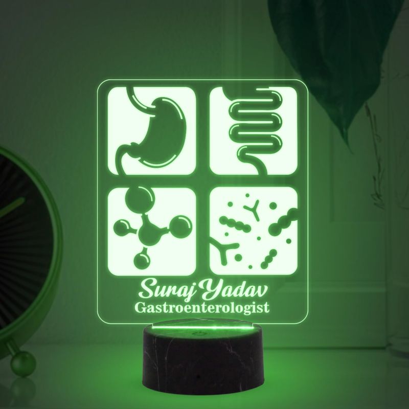 Gastroenterologist Night Lamp with Multicolored Light Customized with Name Gift for Stomach Doctor & Clinic Decor