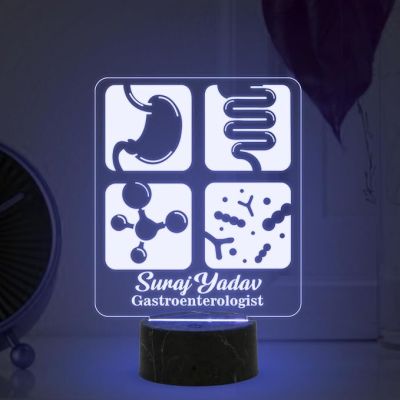 Gastroenterologist Night Lamp with Multicolored Light Customized with Name Gift for Stomach Doctor & Clinic Decor