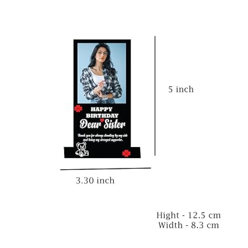 Personalized Happy Birthday Dear Sister Photo Frame Customized with Photo &Text Best Birthday Gift For Sister & Raksha Bandhan Gift For Sister