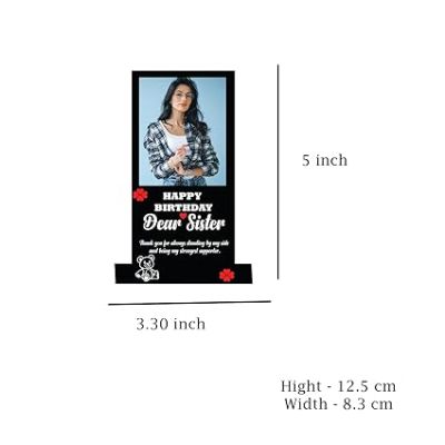 Personalized Happy Birthday Dear Sister Photo Frame Customized with Photo &Text Best Birthday Gift For Sister & Raksha Bandhan Gift For Sister