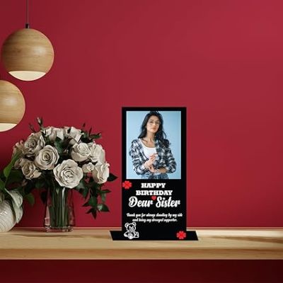 Personalized Happy Birthday Dear Sister Photo Frame Customized with Photo &Text Best Birthday Gift For Sister & Raksha Bandhan Gift For Sister