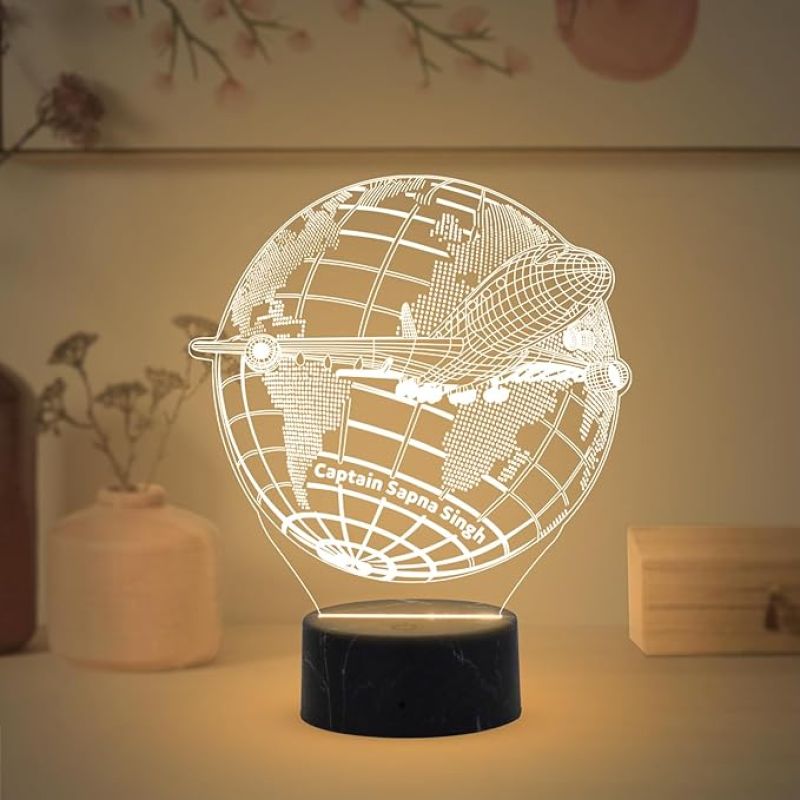 Airplane Night Lamp with Warm White Light Gift for Pilot & Airplane Lovers Gifts for World Travelers
