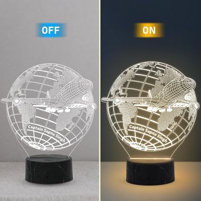 Airplane Night Lamp with Warm White Light Gift for Pilot & Airplane Lovers Gifts for World Travelers