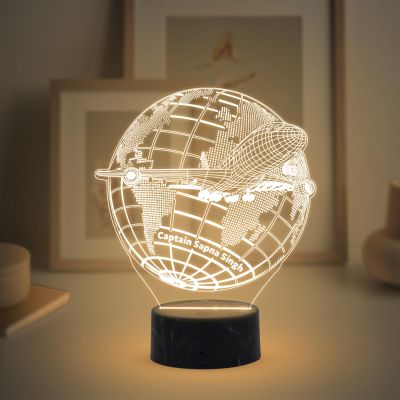 Airplane Night Lamp with Warm White Light Gift for Pilot & Airplane Lovers Gifts for World Travelers