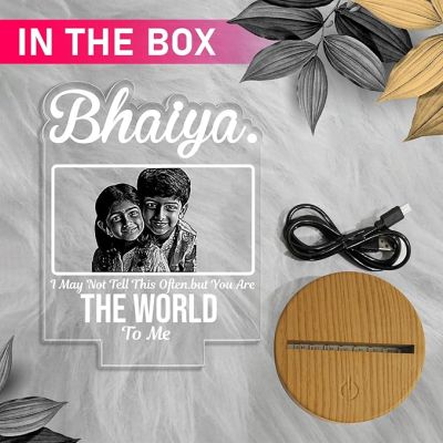 Bhai Photo Night Lamp with Warm White Light Customized with Photo &Text Birthday Gift for Brother Gift For Rakhi