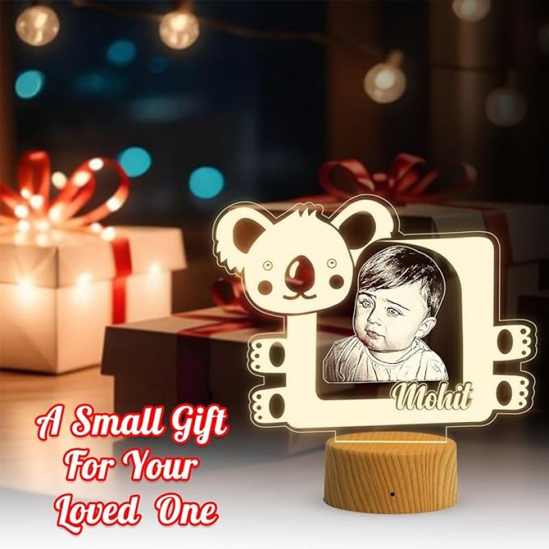 Personalized Baby Photo Night Lamp with Warm White Light Gift for Kid Birthday Baby Room & Home Decor