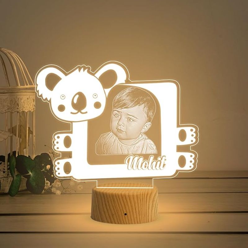 Personalized Baby Photo Night Lamp with Warm White Light Gift for Kid Birthday Baby Room & Home Decor