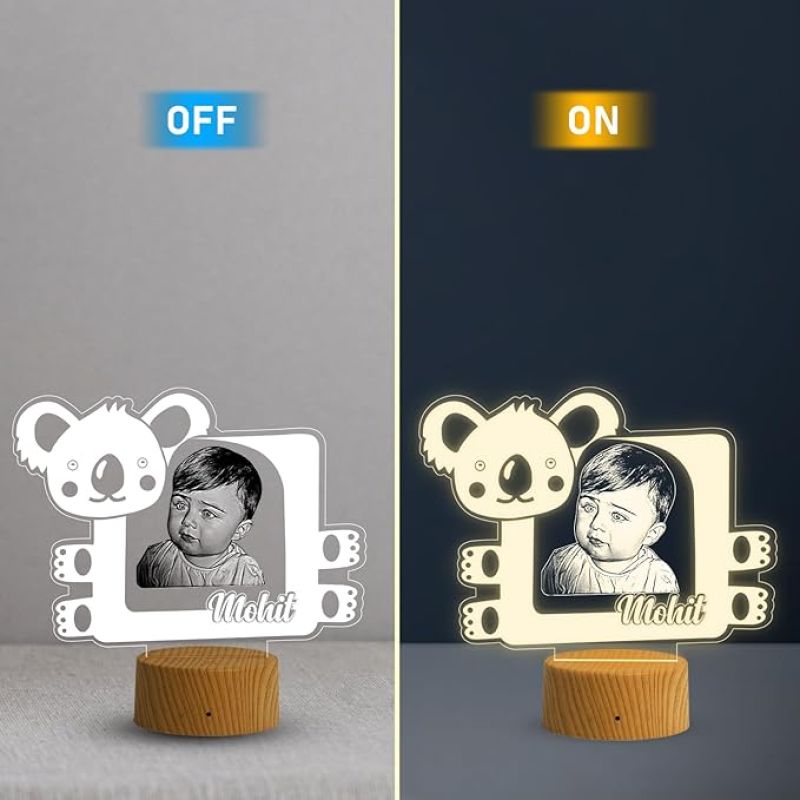 Personalized Baby Photo Night Lamp with Warm White Light Gift for Kid Birthday Baby Room & Home Decor