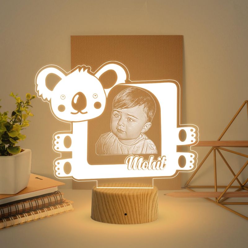 Personalized Baby Photo Night Lamp with Warm White Light Gift for Kid Birthday Baby Room & Home Decor