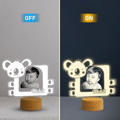 Personalized Baby Photo Night Lamp with Warm White Light Gift for Kid Birthday Baby Room & Home Decor