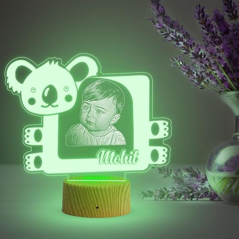 Personalized Baby Photo Night Lamp with Multicolored Light Gift for Kid Birthday Baby Room & Home Decor
