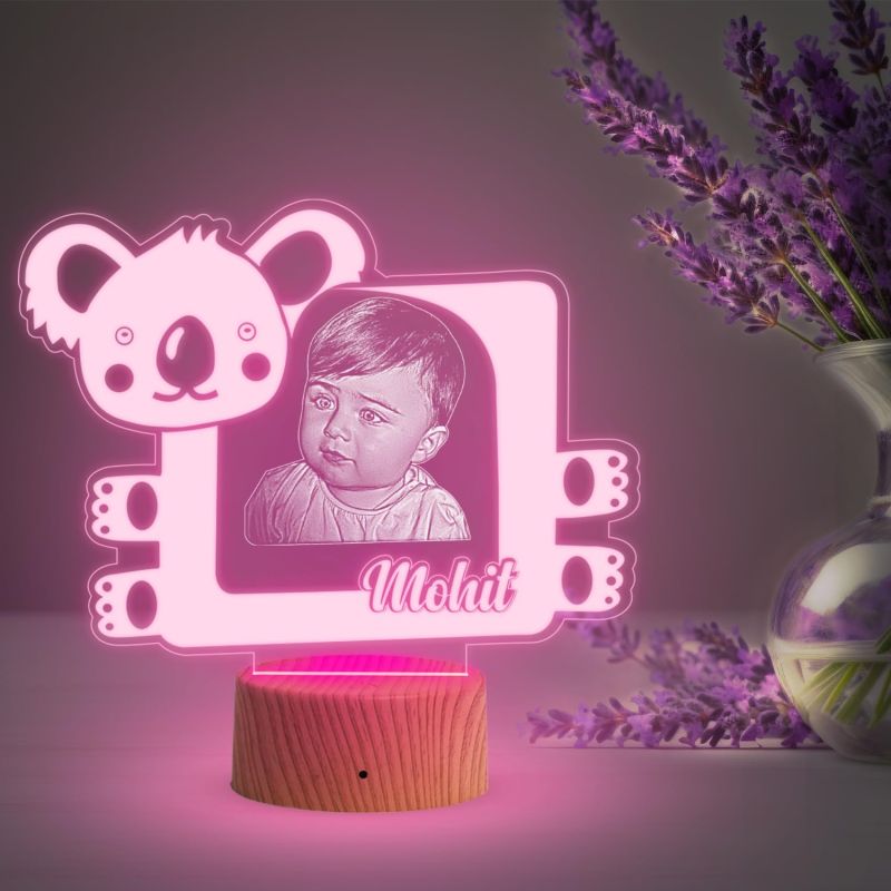 Personalized Baby Photo Night Lamp with Multicolored Light Gift for Kid Birthday Baby Room & Home Decor