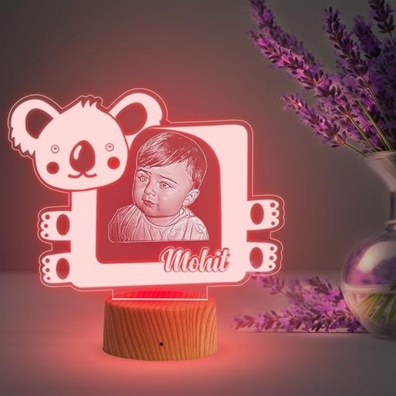 Personalized Baby Photo Night Lamp with Multicolored Light Gift for Kid Birthday Baby Room & Home Decor