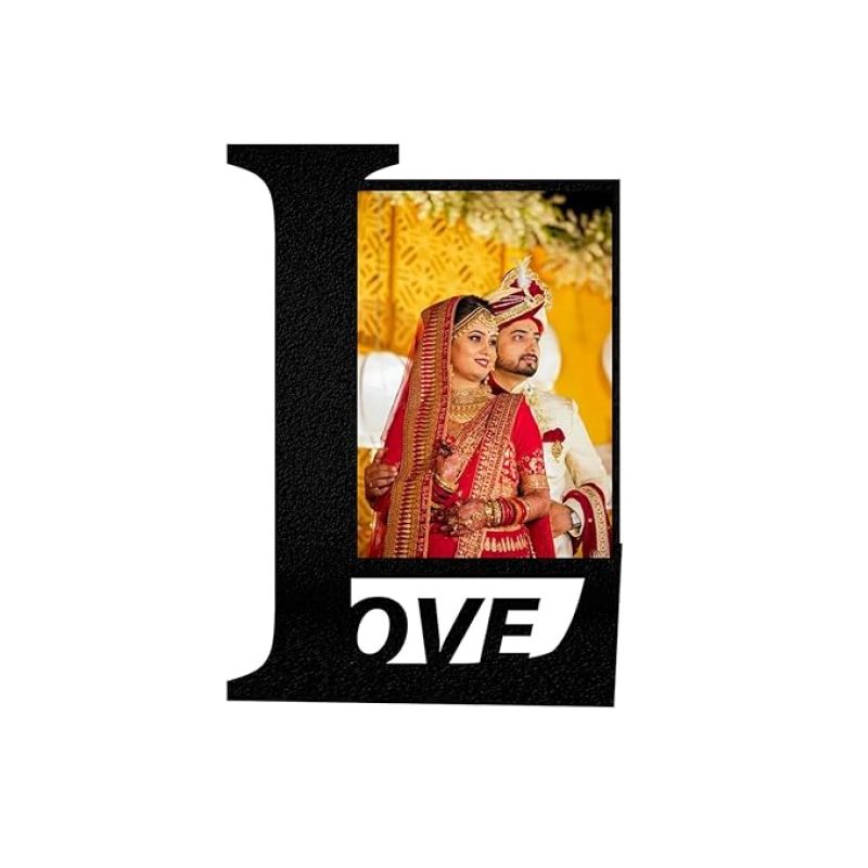 Couple Wedding Photo Frame with Love Cutout Gift For Anniversary, Birthday, Valentines Day, Karwa Chauth, Husband, Wife, Boyfriend, Girlfriend, Friends,
