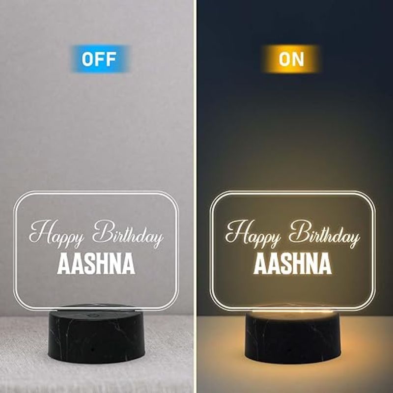 Personalized Happy Birthday Night Lamp with Warm White Light Customized with Name Birthday Gift for Someone Special Friend