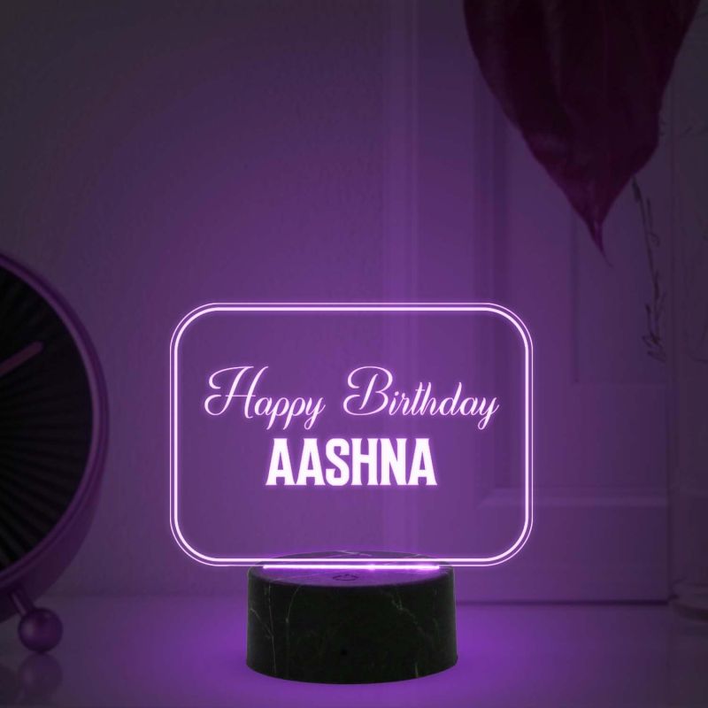 Personalized Happy Birthday Night Lamp with Multicolored Light Customized with Name Birthday Gift for Someone Special Friend