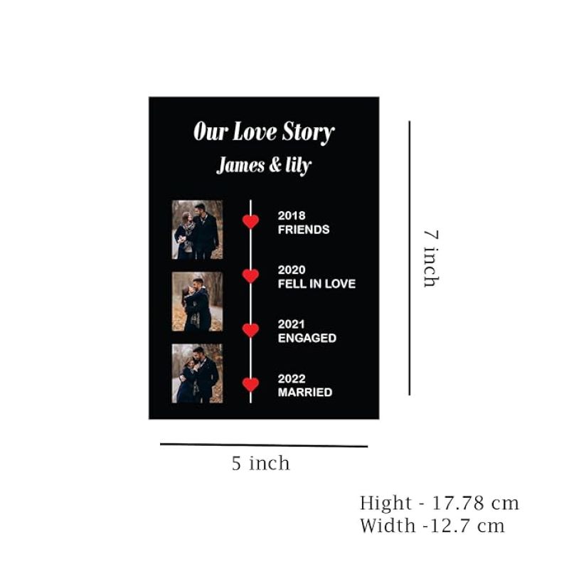 Personal Couple Photo Frame Customized with Name Date &Year Birthday Gift for Wife & Husband