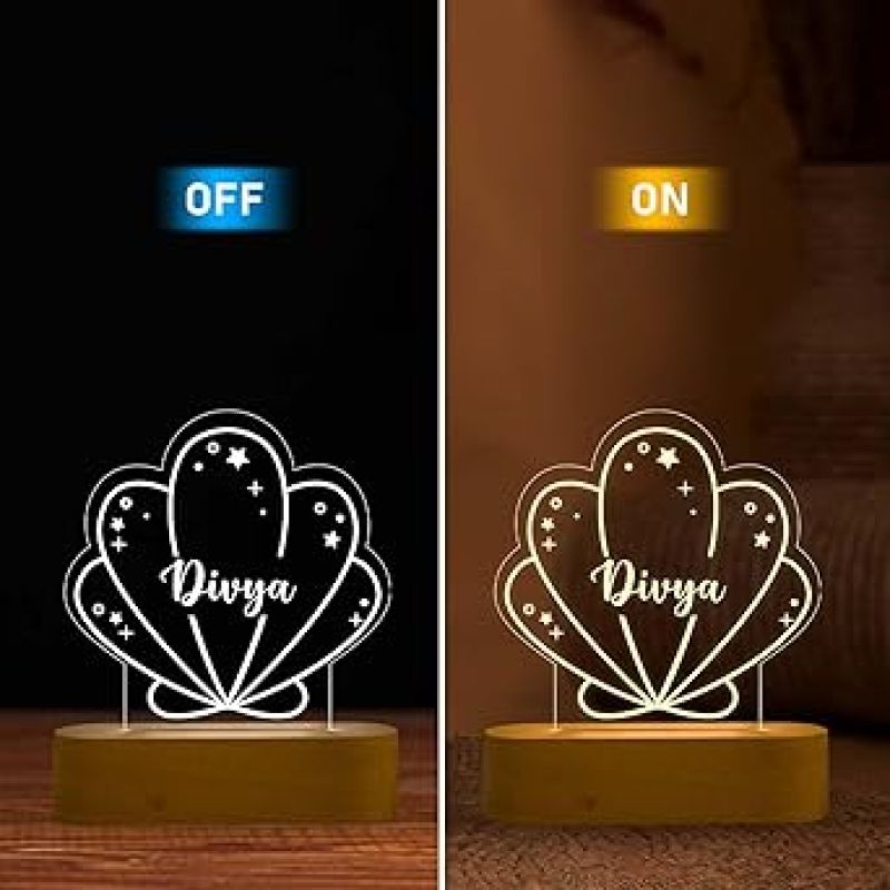Personalized Seashell Design Night Lamp with Warm White Light Customize with Name Lamp for Kids Bedroom Decor Birthday Gift for Friends