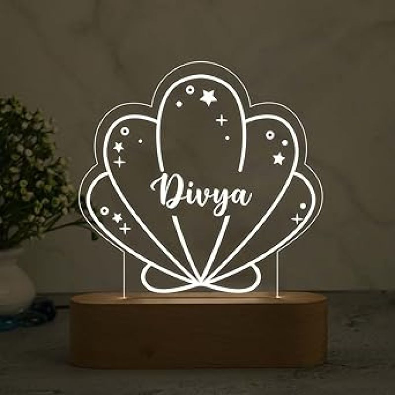 Personalized Seashell Design Night Lamp with Warm White Light Customize with Name Lamp for Kids Bedroom Decor Birthday Gift for Friends