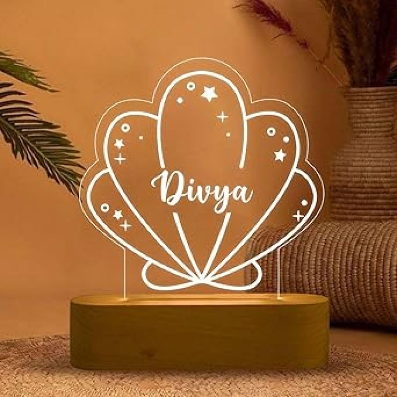 Personalized Seashell Design Night Lamp with Warm White Light Customize with Name Lamp for Kids Bedroom Decor Birthday Gift for Friends