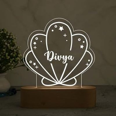 Personalized Seashell Design Night Lamp with Warm White Light Customize with Name Lamp for Kids Bedroom Decor Birthday Gift for Friends