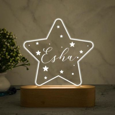 Personalized Star Design Night Lamp with Warm White Light Customize with Name Lamp for Kids Bedroom Decor Birthday Gift for Friends