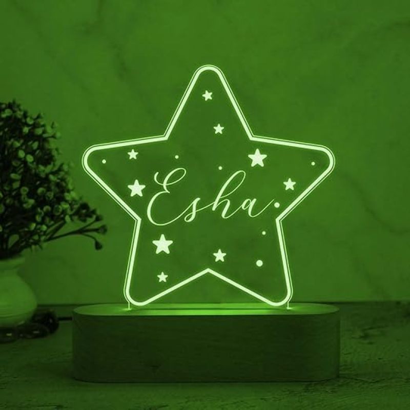 Personalized Star Design Night Lamp with Multicolored Light Customize with Name Lamp for Kids Bedroom Decor Birthday Gift for Friends