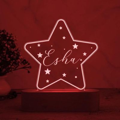 Personalized Star Design Night Lamp with Multicolored Light Customize with Name Lamp for Kids Bedroom Decor Birthday Gift for Friends