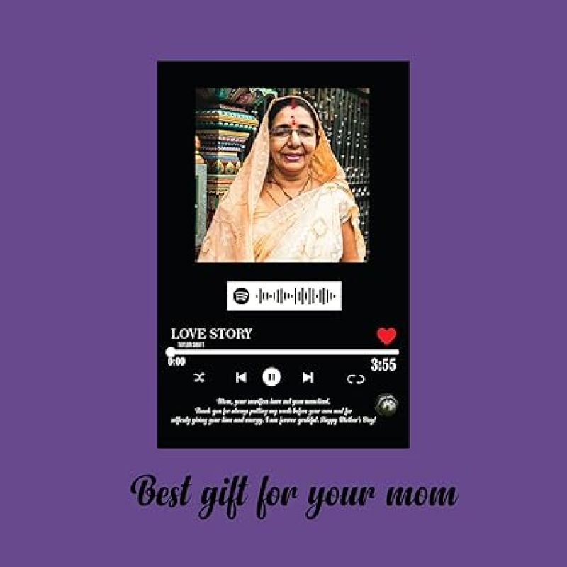 Spotify Mom Photo Frame Customized with Photo, Song, Scannable Barcode Gift for Mothers Day Memorable Birthday Gift For Mom