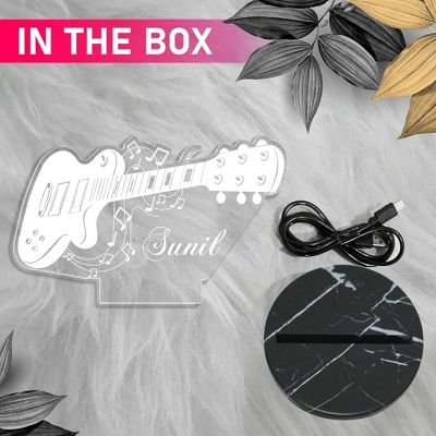 3D Illusion Guitar Night Lamp with Multicolored Light Customized with Name Gift for Singer & Music Lover Birthday Gift for Friends