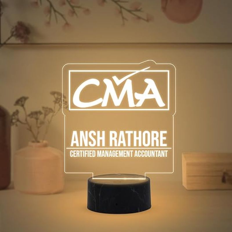 CMA Desk Name Plate Night Lamp with Warm White Light Customized with Name Gift for CMA & Office Table Decor