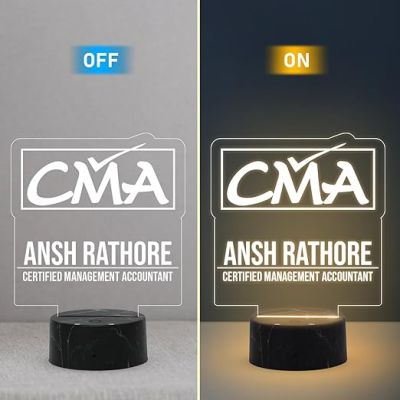 CMA Desk Name Plate Night Lamp with Warm White Light Customized with Name Gift for CMA & Office Table Decor