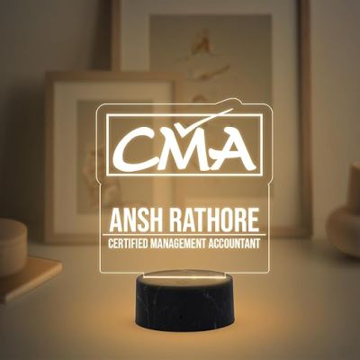 CMA Desk Name Plate Night Lamp with Warm White Light Customized with Name Gift for CMA & Office Table Decor