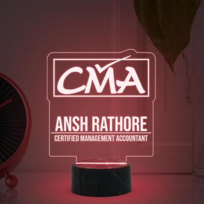 CMA Desk Name Plate Night Lamp with Multicolored Light Customized with Name Gift for CMA & Office Table Decor