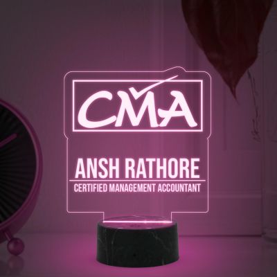 CMA Desk Name Plate Night Lamp with Multicolored Light Customized with Name Gift for CMA & Office Table Decor