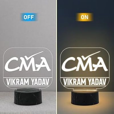 CMA Desk Name Plate Night Lamp with Warm White Light Customized with Name Gift for CMA & Office Table Decor