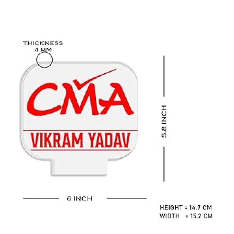 CMA Desk Name Plate Night Lamp with Multicolored Light Customized with Name Gift for CMA & Office Table Decor