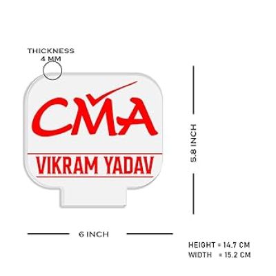 CMA Desk Name Plate Night Lamp with Multicolored Light Customized with Name Gift for CMA & Office Table Decor