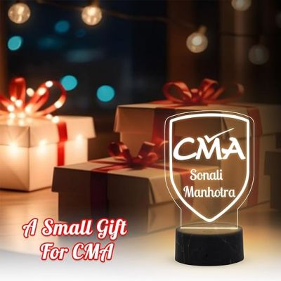 CMA Desk Name Plate Night Lamp with Warm White Light Customized with Name Gift for CMA & Office Table Decor