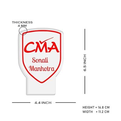 CMA Desk Name Plate Night Lamp with Warm White Light Customized with Name Gift for CMA & Office Table Decor