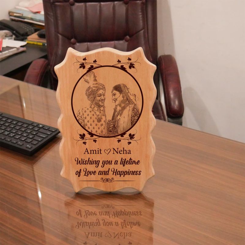 Personalized Engraved Photo Wooden Plaque Customized with Photo & Name Gift For Wedding, Anniversary, Gift for Husband Wife