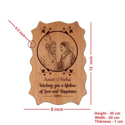 Personalized Engraved Photo Wooden Plaque Customized with Photo & Name Gift For Wedding, Anniversary, Gift for Husband Wife