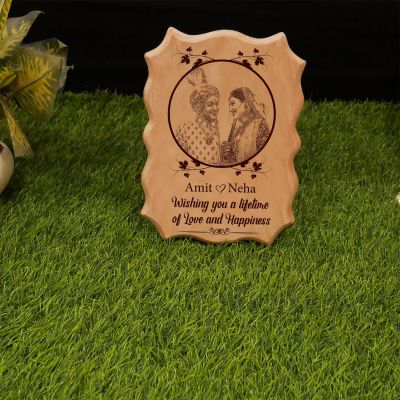 Personalized Engraved Photo Wooden Plaque Customized with Photo & Name Gift For Wedding, Anniversary, Gift for Husband Wife