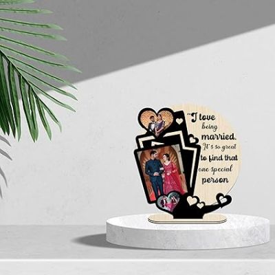 Personalized Couple Photo frame Customized with Photo &Text Gift For Newly Married Couple Anniversary Birthday Gift For Wife