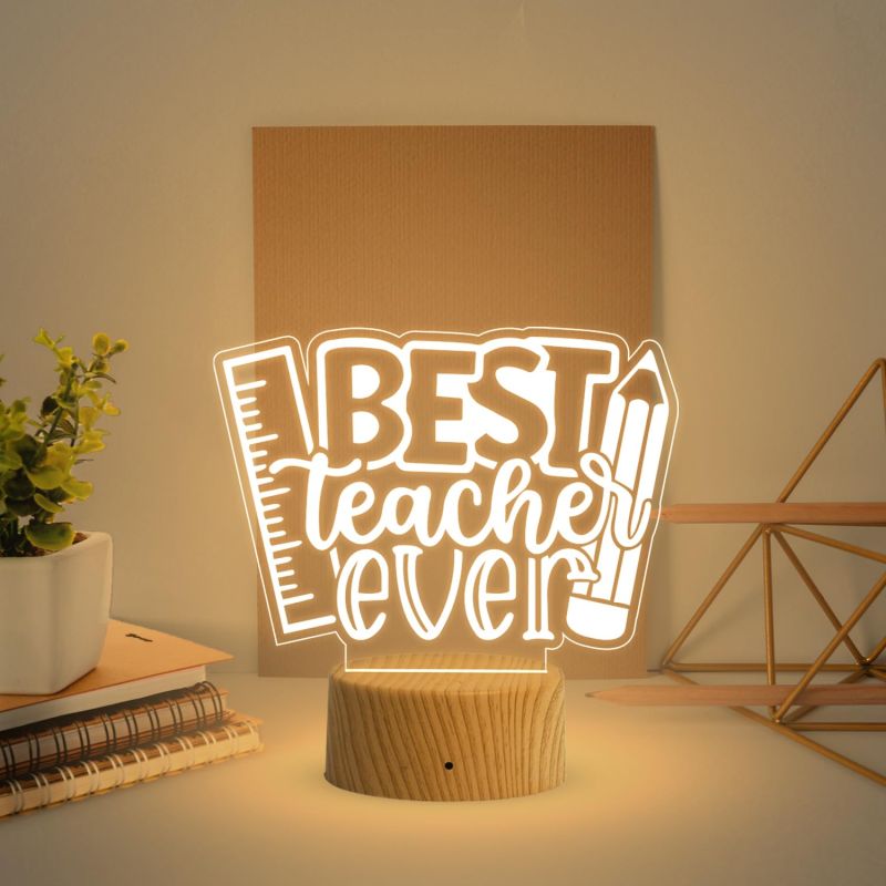 Best Teacher Ever Night Lamp with Warm White Light Birthday Gift for Teachers by Students Teachers Day Gift Thankyou Gift for Madam & Sir